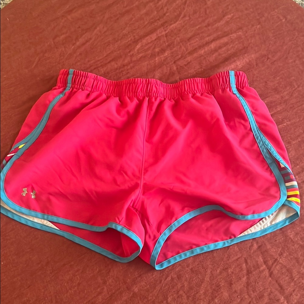 Under Armour Pink Athletic Shorts Moisture-Wicking Elastic Waistband